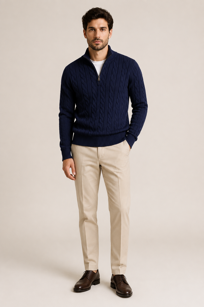 Men's Cable Knit Half Zip Jumper