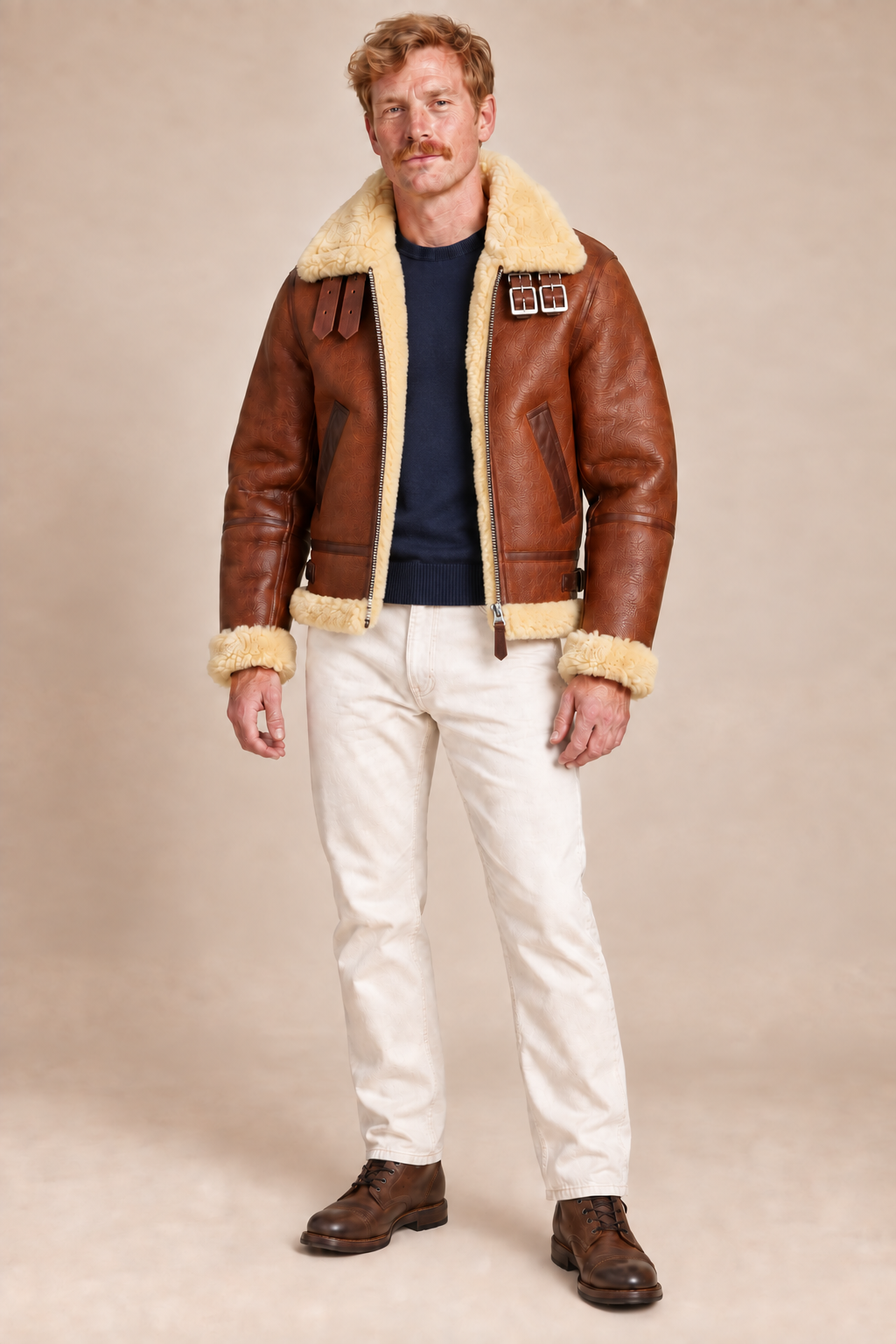 Men’s Genuine Sheepskin Shearling Aviator Jacket