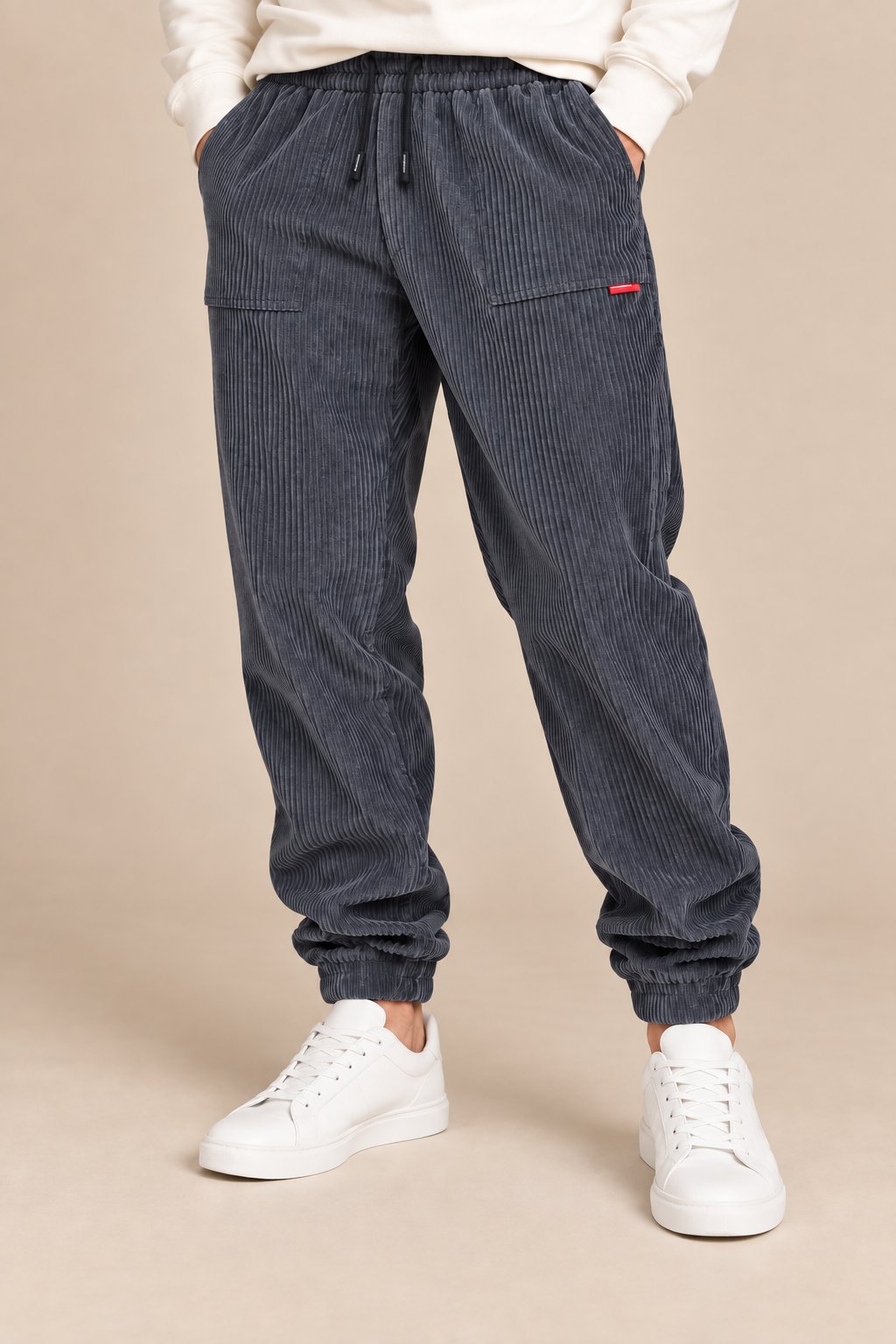 Men’s Warm Corduroy Joggers with Drawstring Waist