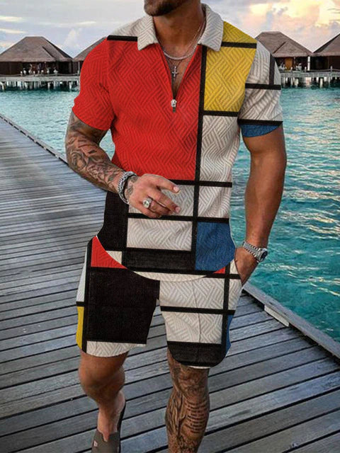 Lightweight summer and leisure set – Polo shirt and shorts set for men