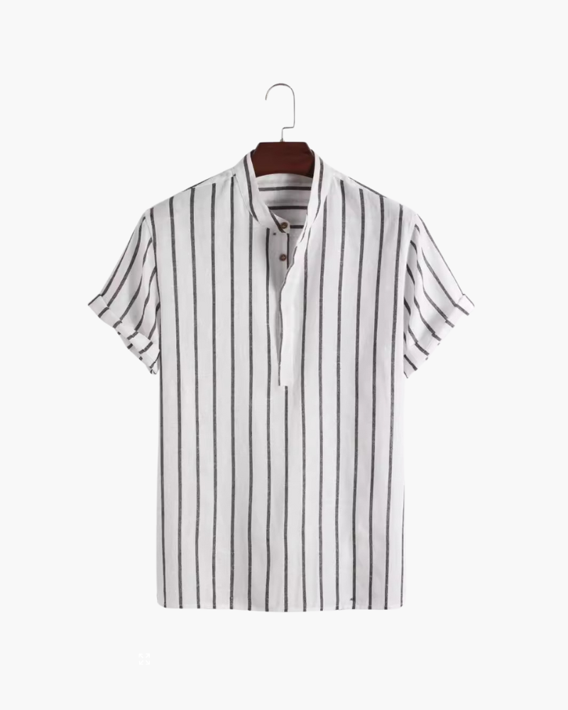 Men's Striped Polo Shirt with Short Sleeves
