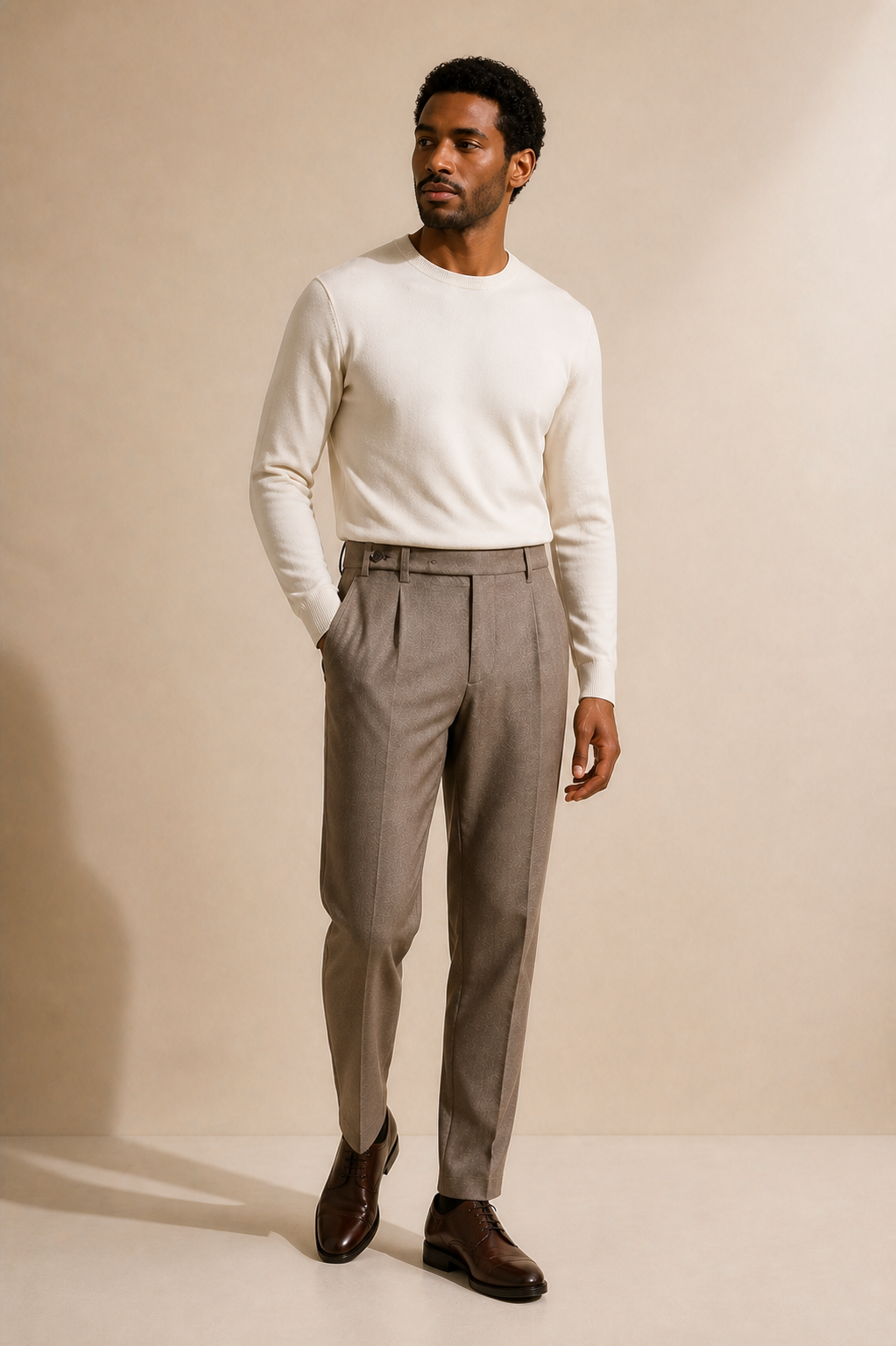 Men's Pleated Trousers with Side Adjusters