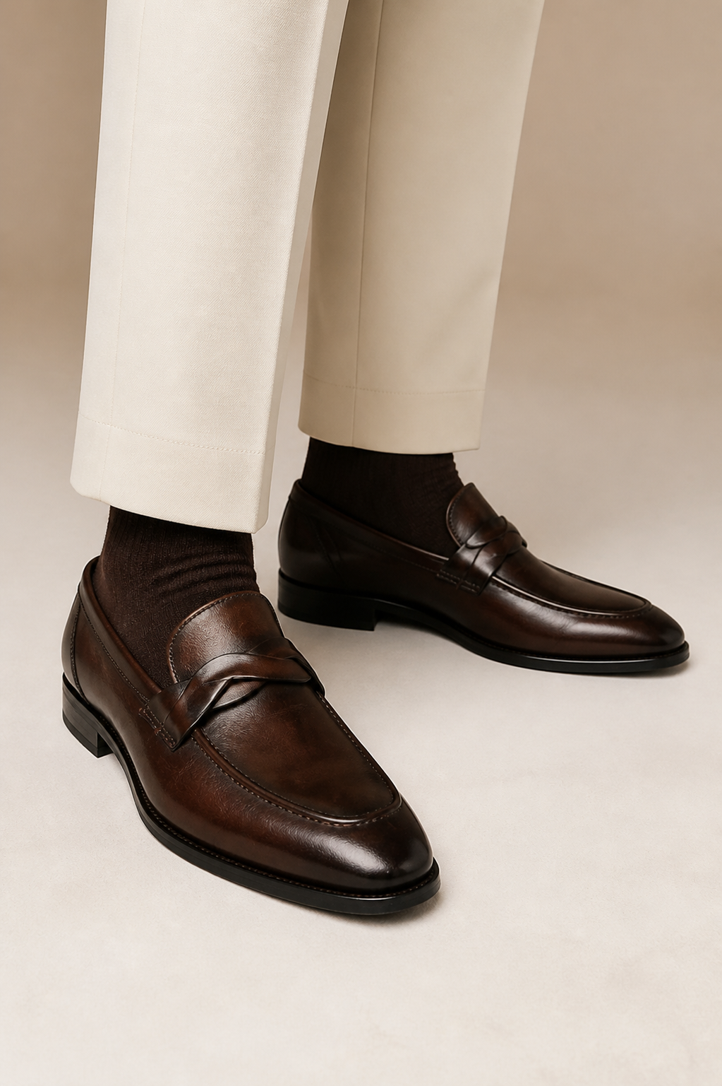 Men's Penny Loafers with Almond Toe