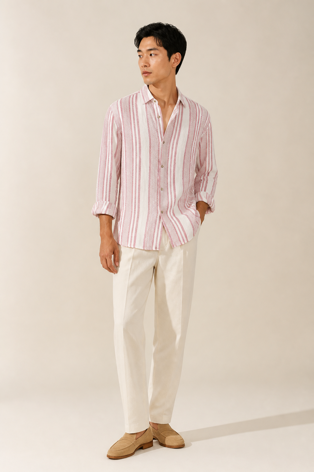 Men's Long Sleeve Striped Shirt in Relaxed Fit