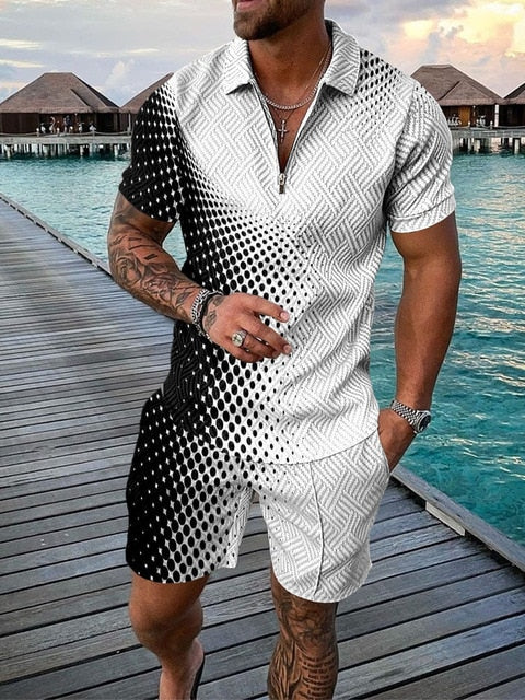 Lightweight summer and leisure set – Polo shirt and shorts set for men