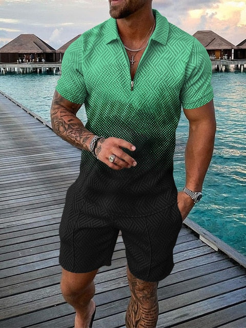 Lightweight summer and leisure set – Polo shirt and shorts set for men