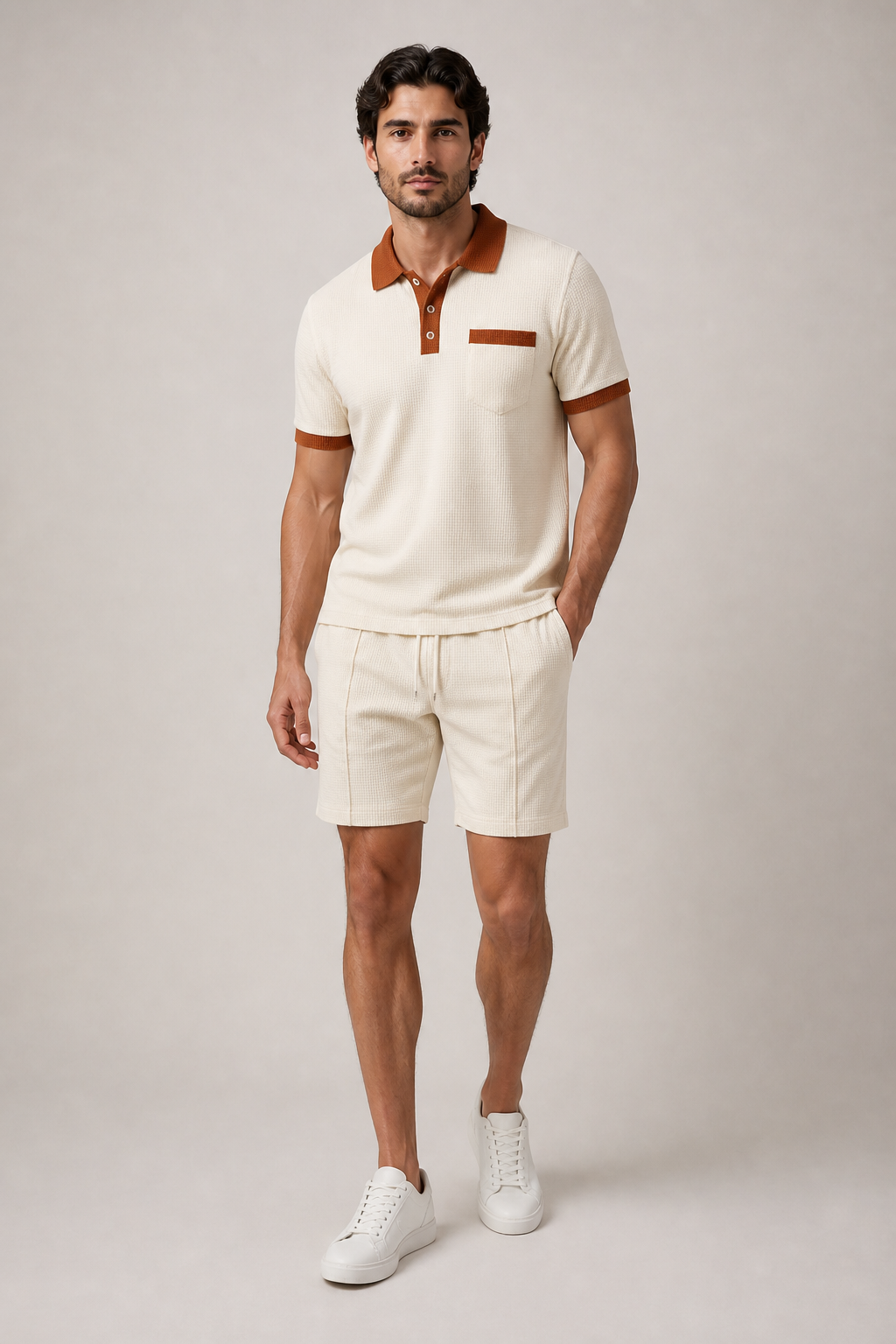 Men's Co-ord Set with Polo Shirt and Shorts