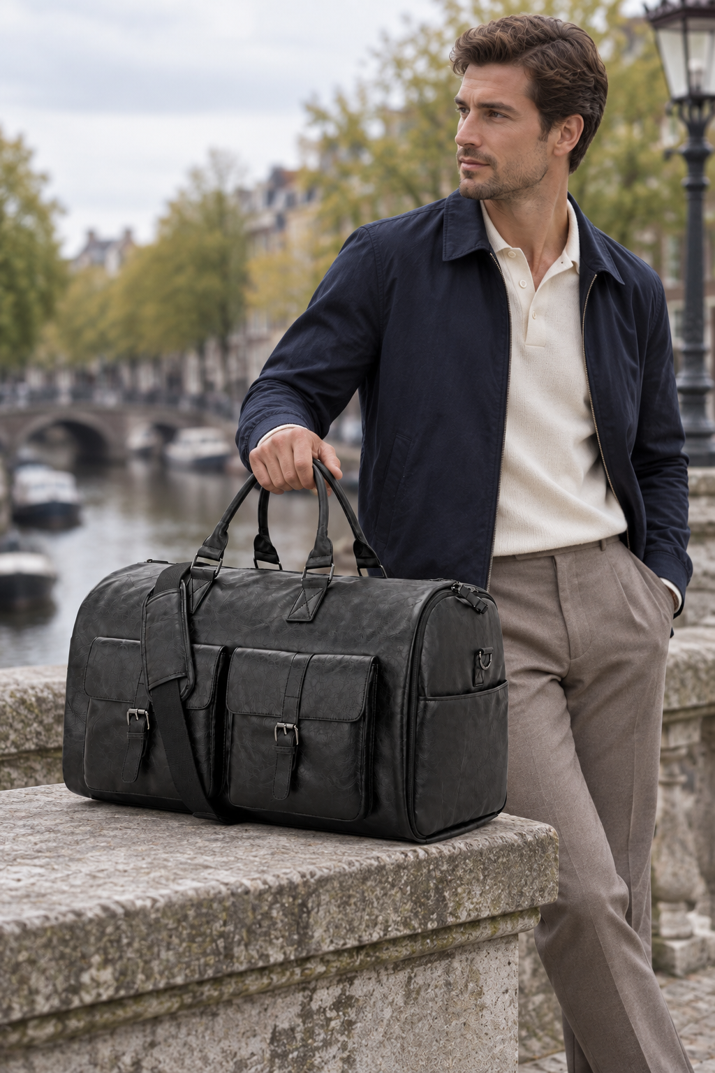 Men's Convertible Garment Duffle Bag - Black