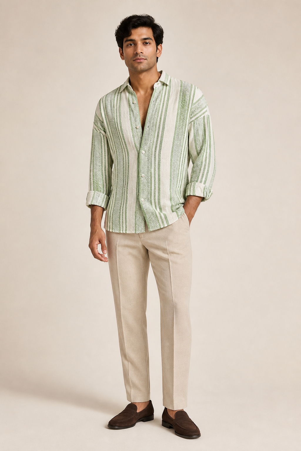 Men's Long Sleeve Striped Shirt in Relaxed Fit
