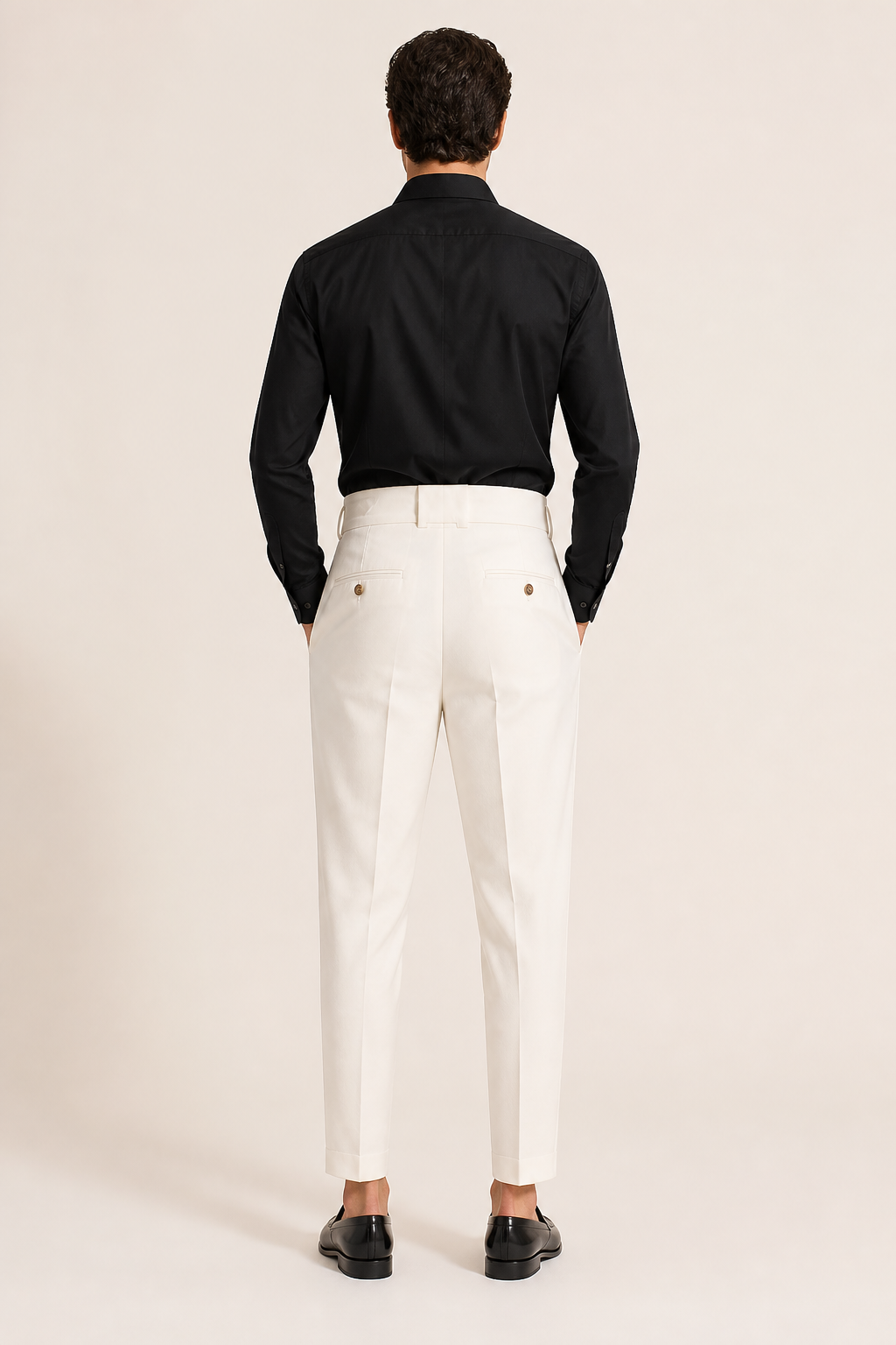 Men's Slim Fit Tailored Trousers with High Waist