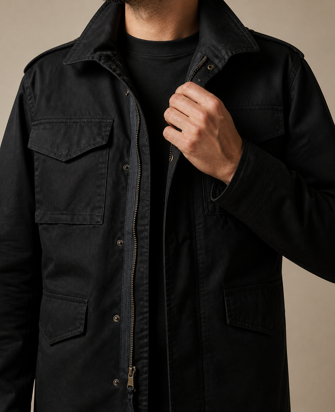 Men's Utility Field Jacket with Flap Pockets
