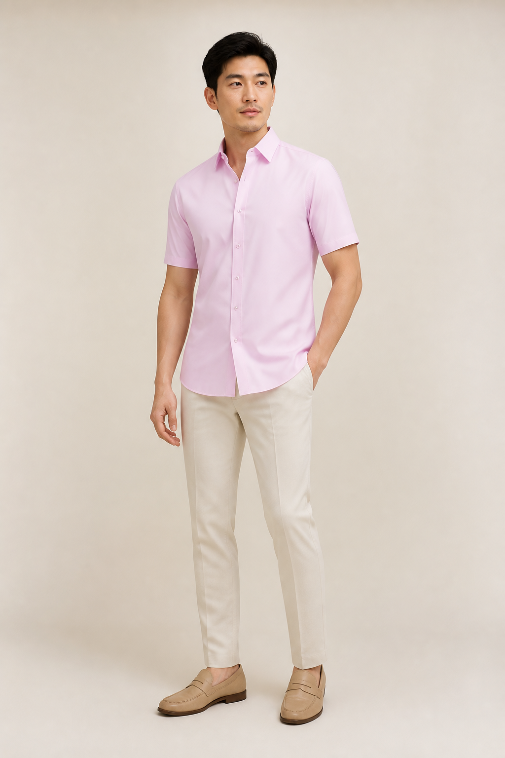 Men's Short Sleeve Button Up Shirt in Fitted Cut