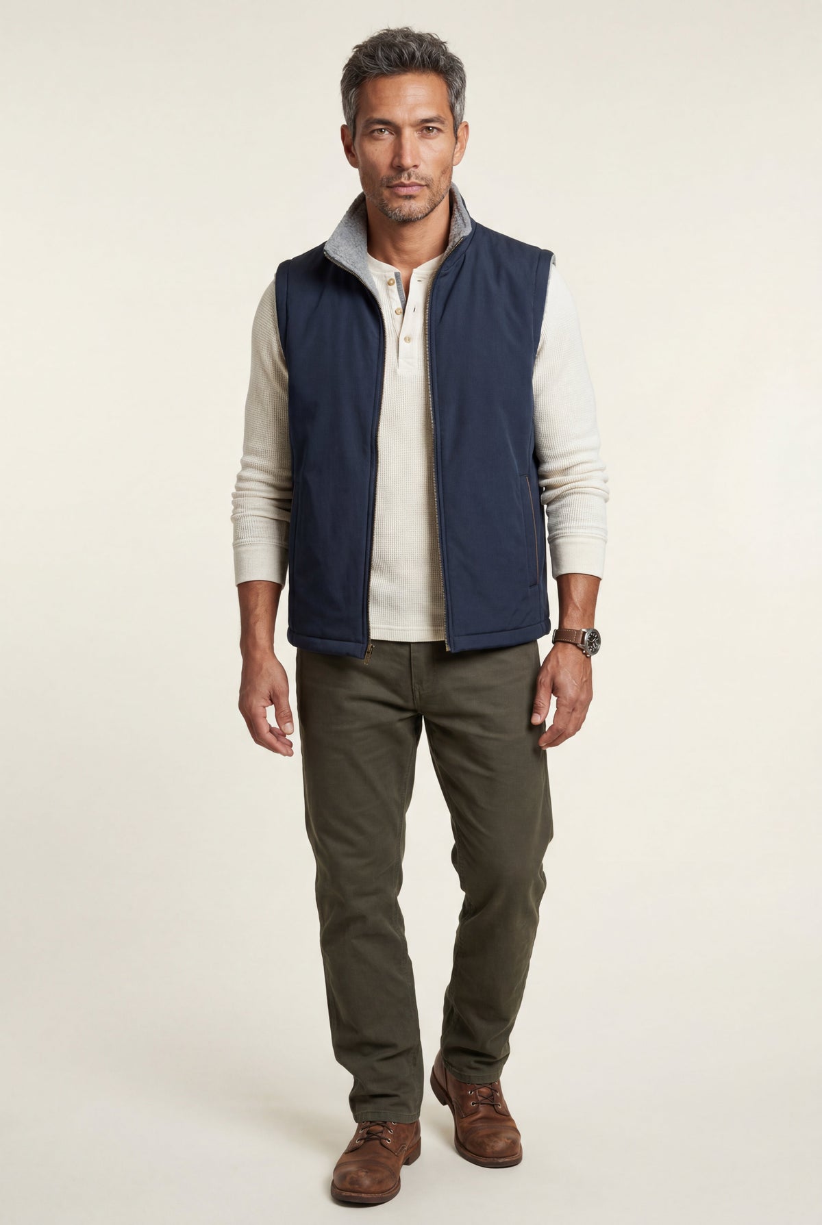 Men's Zip Up Gilet with Stand Collar