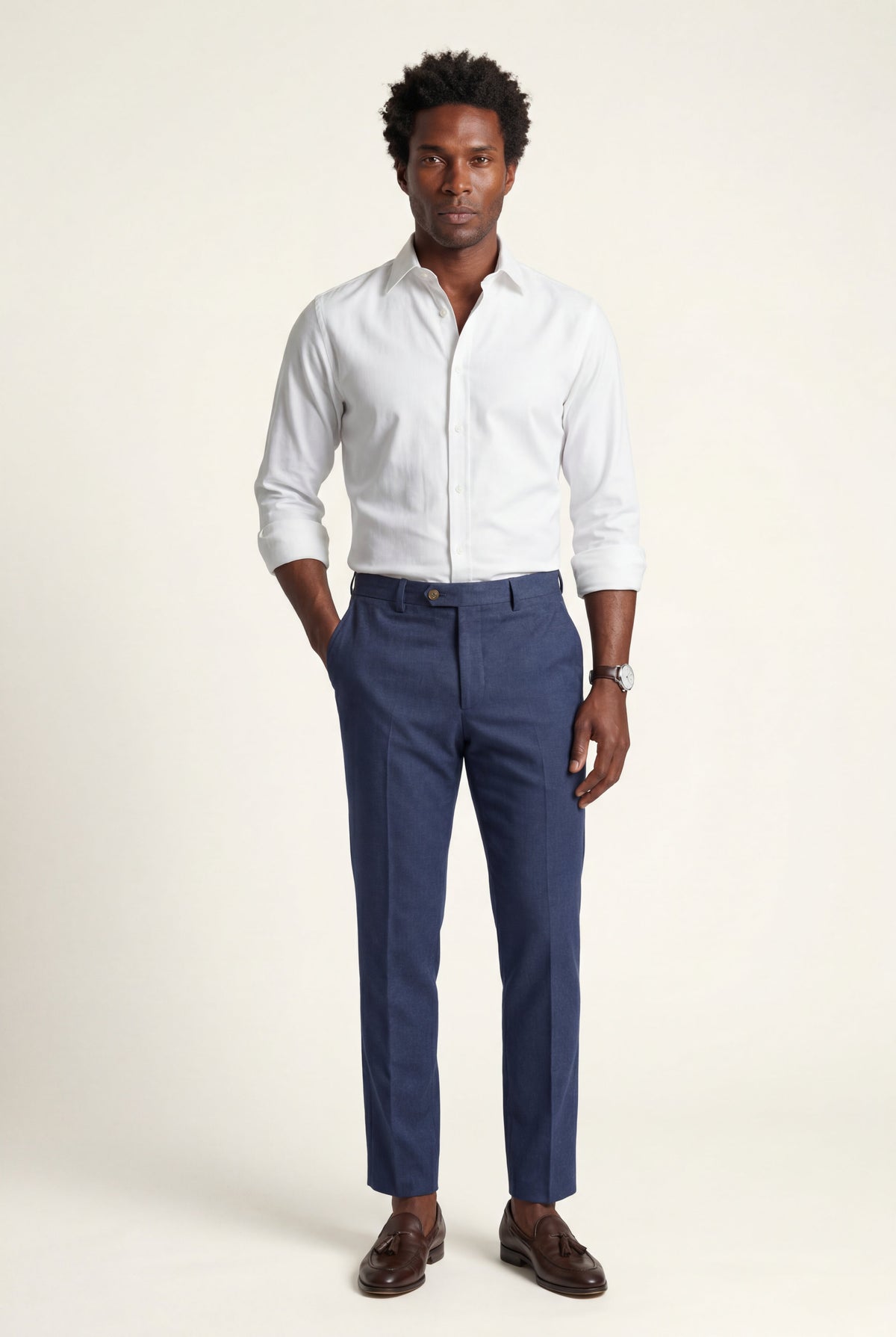 Men's Slim Fit Smart Trousers with Tapered Leg