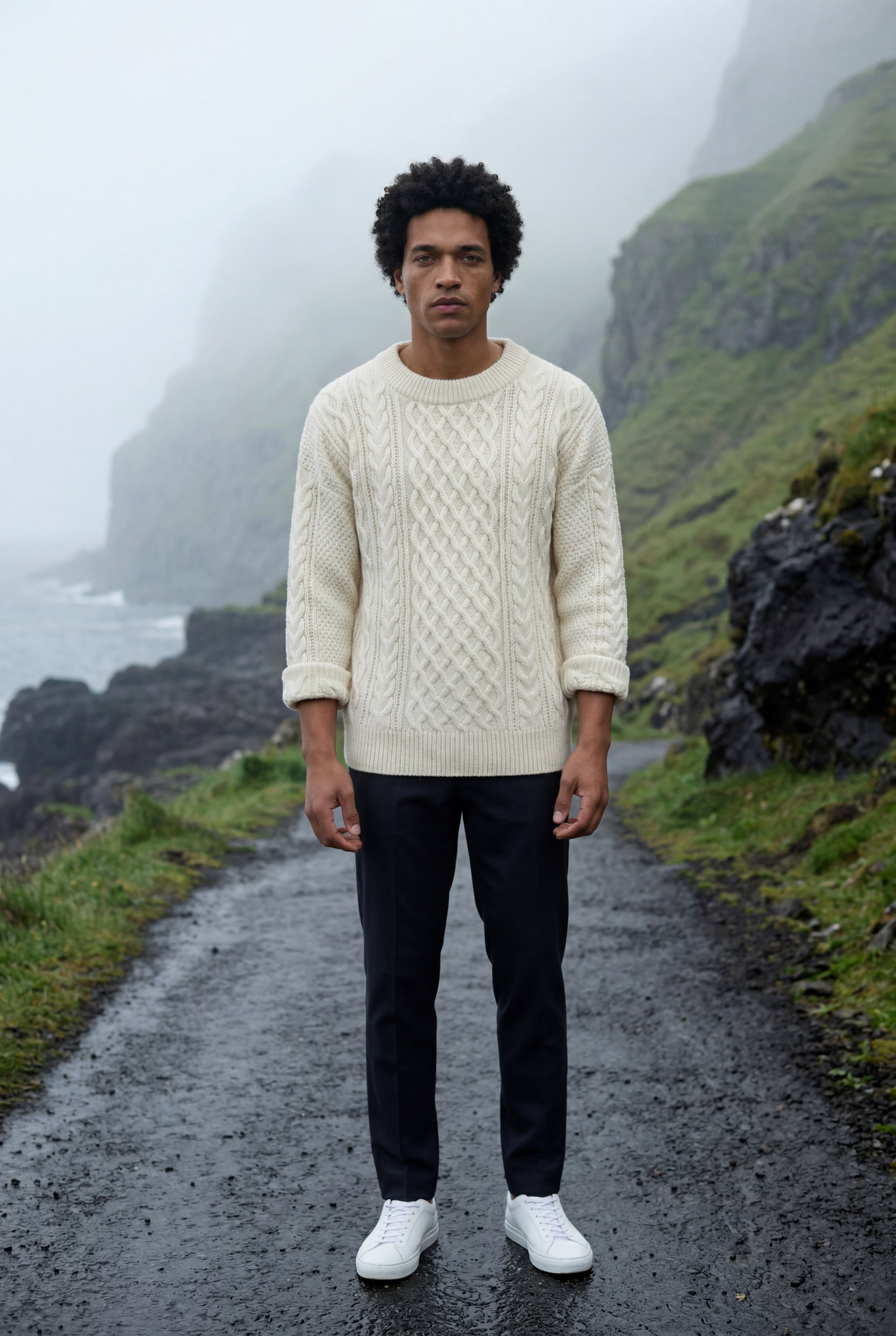 A classic jumper for cold days – Long-sleeved cable-knit jumper for men