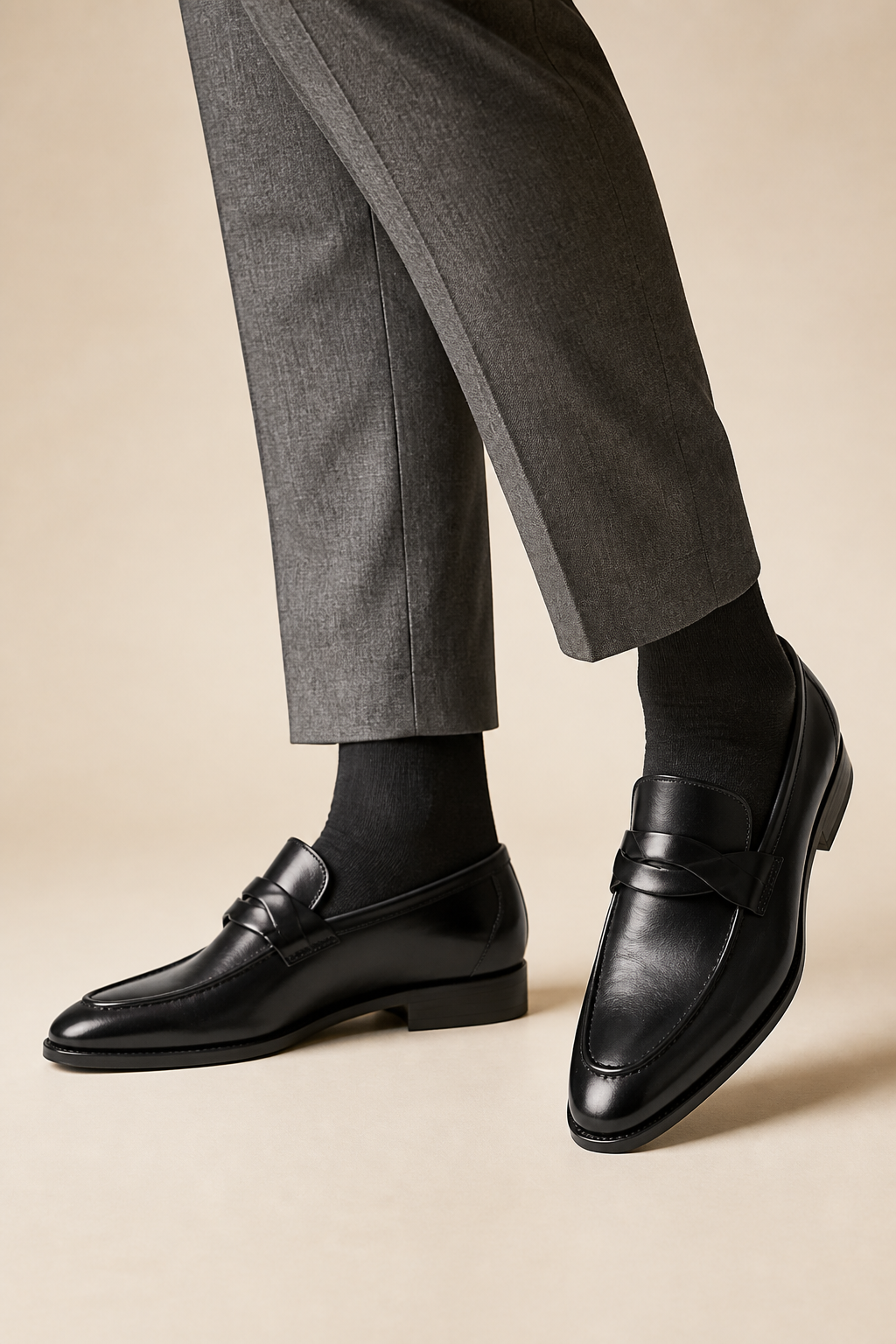Men's Penny Loafers with Almond Toe