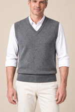 Men’s Plain Knit V-Neck Tank Top with Ribbed Trims
