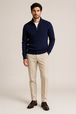 Men's Cable Knit Half Zip Jumper