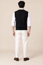 Men’s Plain Knit V-Neck Tank Top with Ribbed Trims