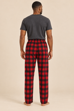Men’s Plaid Fleece Pyjama Bottoms with Drawstring Waist