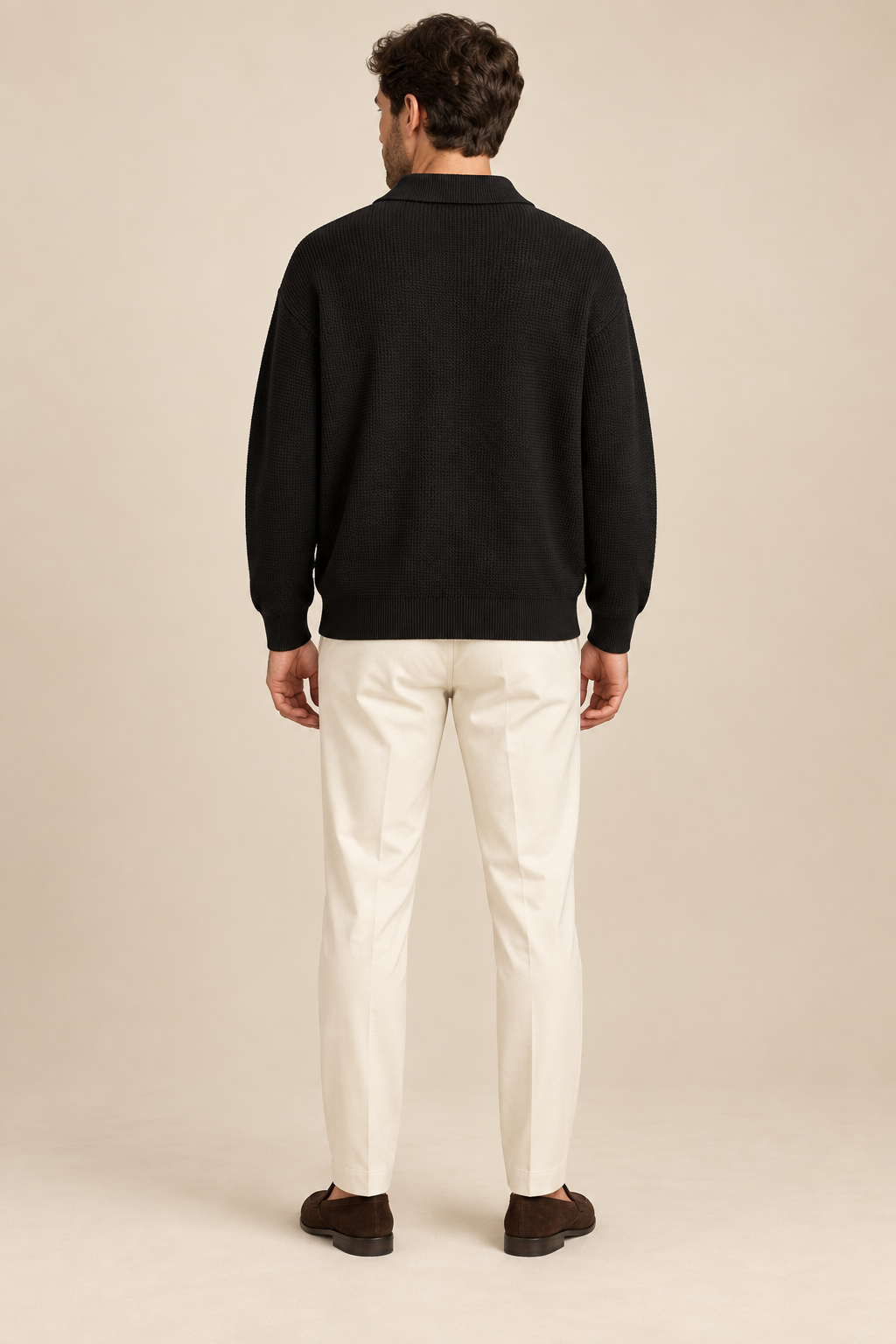 Men’s Half-Zip Knit Jumper with Polo Collar