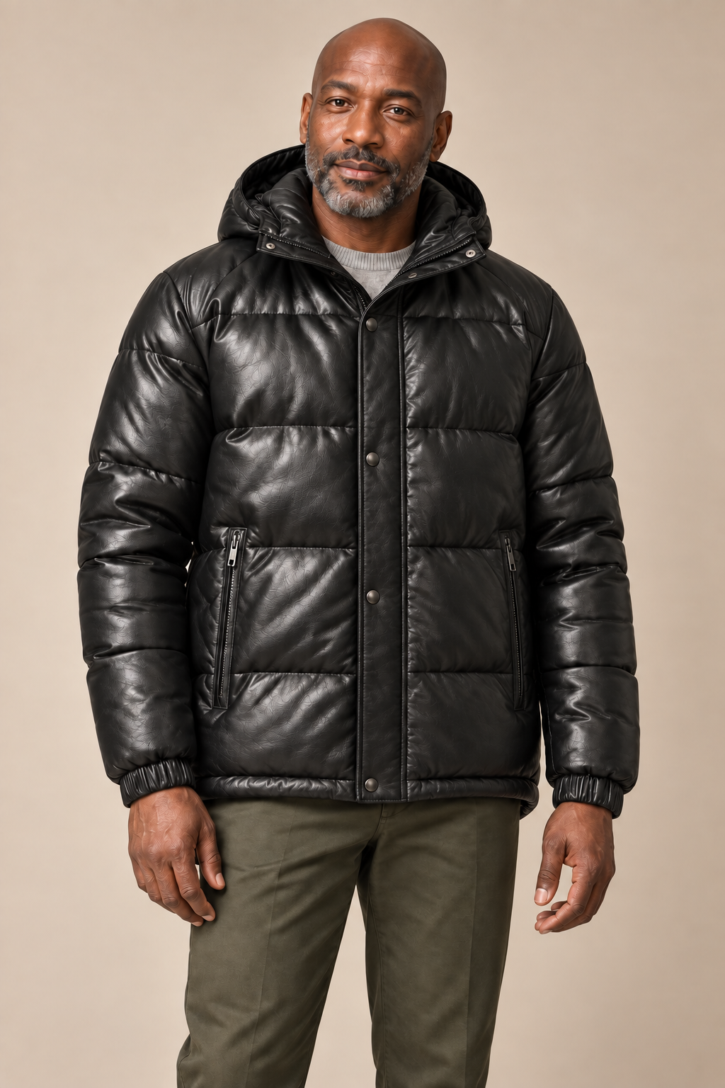 Men’s Genuine Cowhide Leather Hooded Moto Jacket