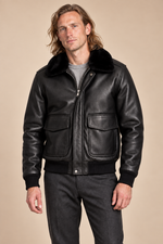 Men’s Genuine Cowhide Leather Aviator Jacket with Fur Collar