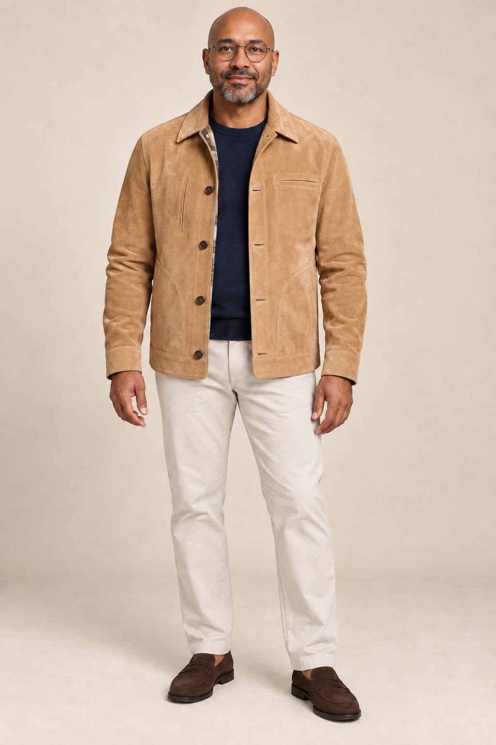 Men’s Genuine Pigskin Suede Shirt Jacket