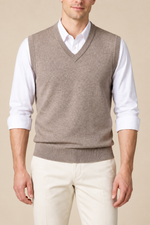 Men’s Plain Knit V-Neck Tank Top with Ribbed Trims