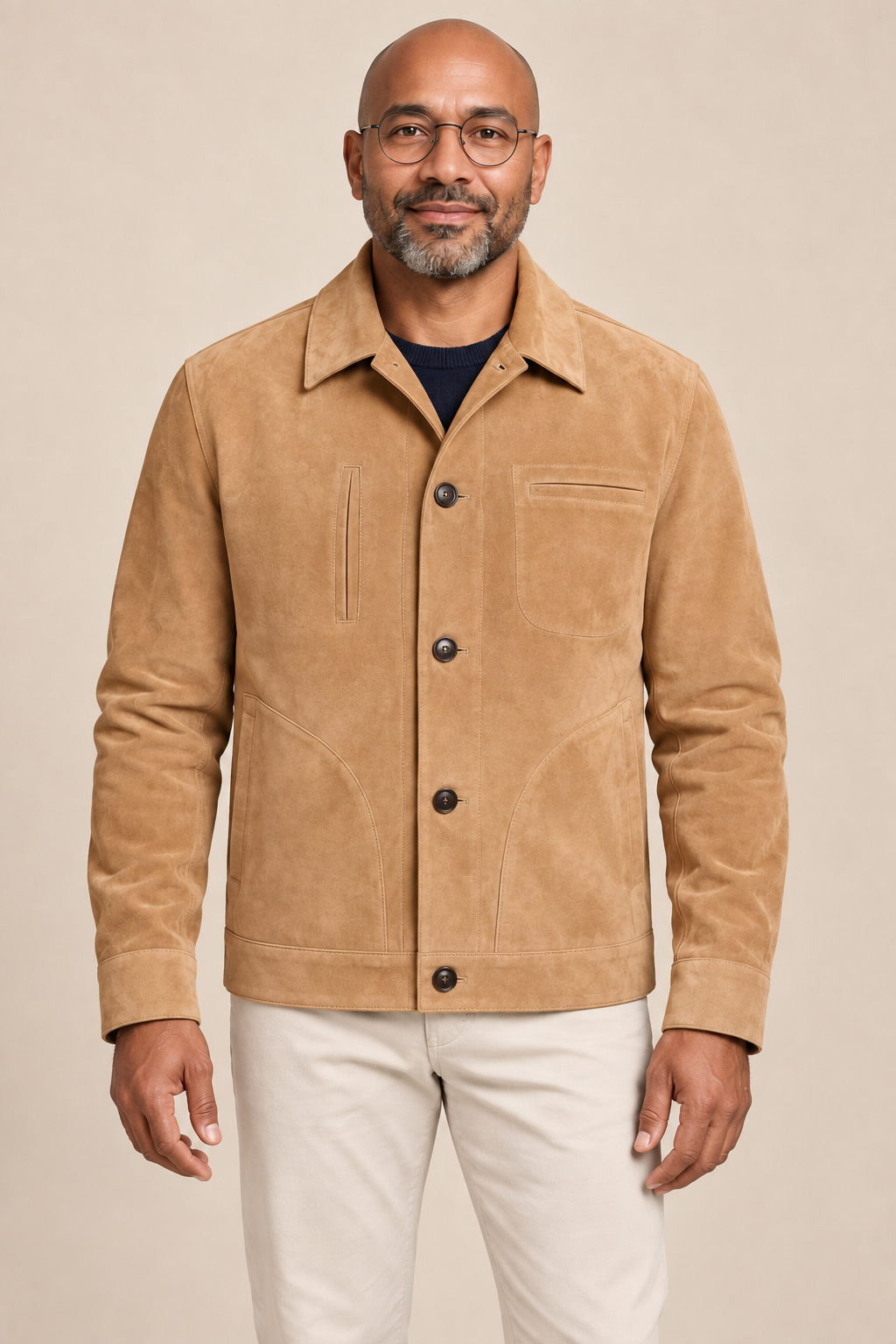 Men’s Genuine Pigskin Suede Shirt Jacket