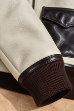 Men’s Sheepskin Shearling Aviator Jacket with Contrast Leather Trim