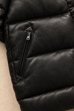 Men’s Genuine Sheepskin Leather Quilted Down Moto Jacket