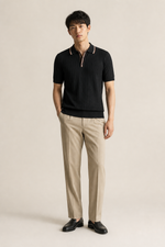 Men's Knitted Polo Shirt with Contrast Detail