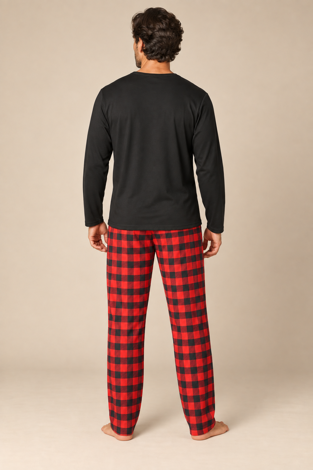 Men’s Checked Winter Pyjama Set with Long-Sleeve Top and Trousers