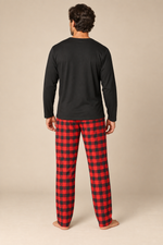 Men’s Checked Winter Pyjama Set with Long-Sleeve Top and Trousers