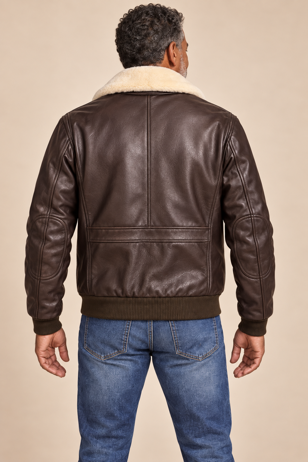 Men’s Genuine Cowhide Leather Aviator Jacket with Fur Collar