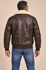 Men’s Genuine Cowhide Leather Aviator Jacket with Fur Collar