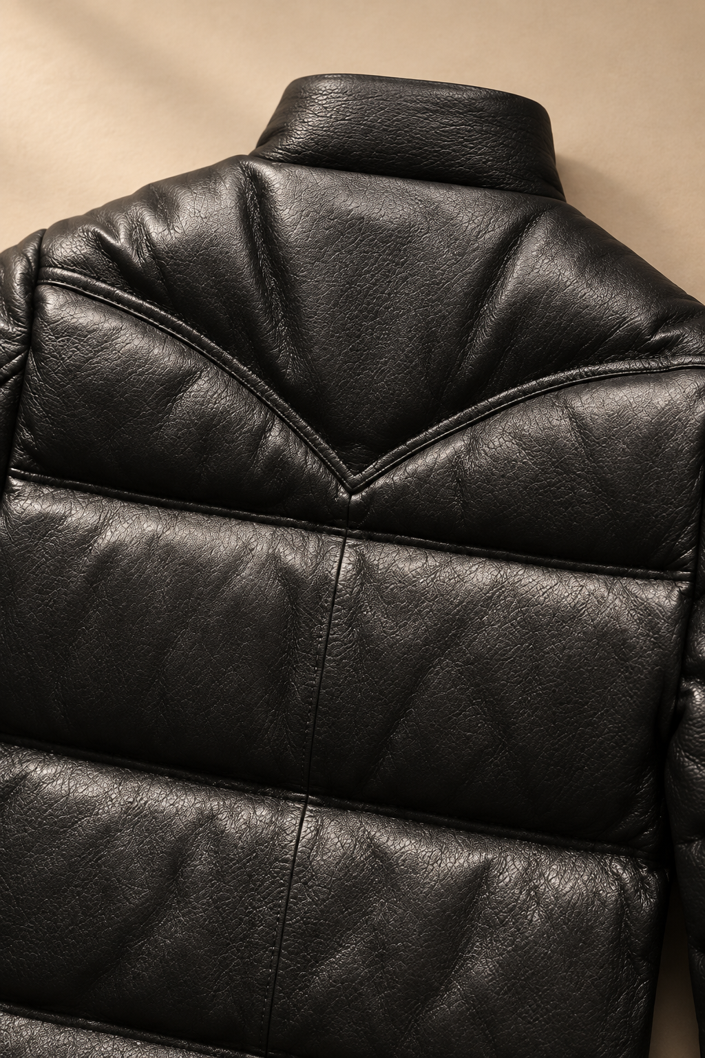 Men’s Genuine Sheepskin Leather Quilted Down Moto Jacket