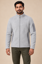 Men’s Full-Zip Fleece Jacket with Stand Collar and Zip Pockets