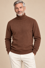 Men’s Fine Knit Roll-Neck Jumper with Long Sleeves