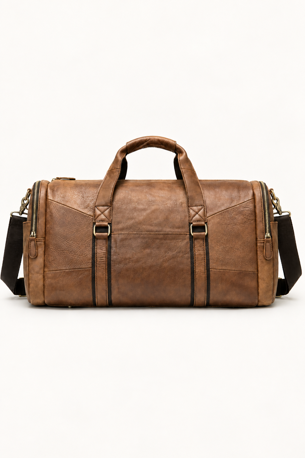 Men's Travel Duffle Bag with Shoulder Strap - Brown