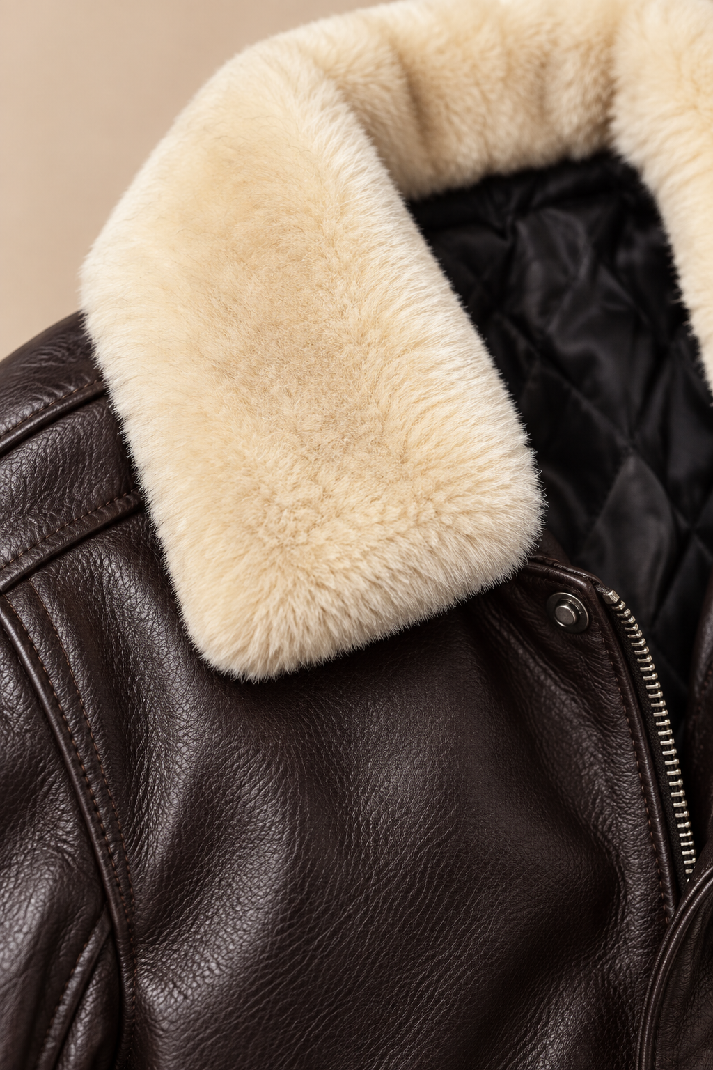 Men’s Genuine Cowhide Leather Aviator Jacket with Fur Collar