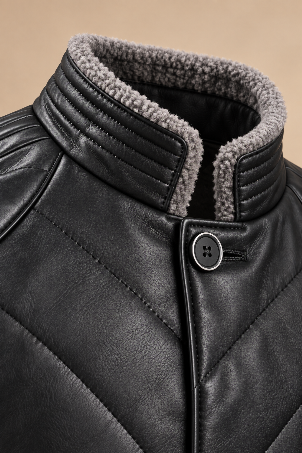 Men’s Genuine Sheepskin Leather Quilted Longline Coat