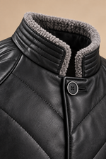 Men’s Genuine Sheepskin Leather Quilted Longline Coat