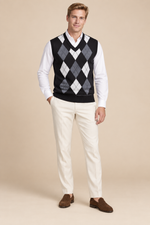 Men’s Argyle Knit V-Neck Tank Top