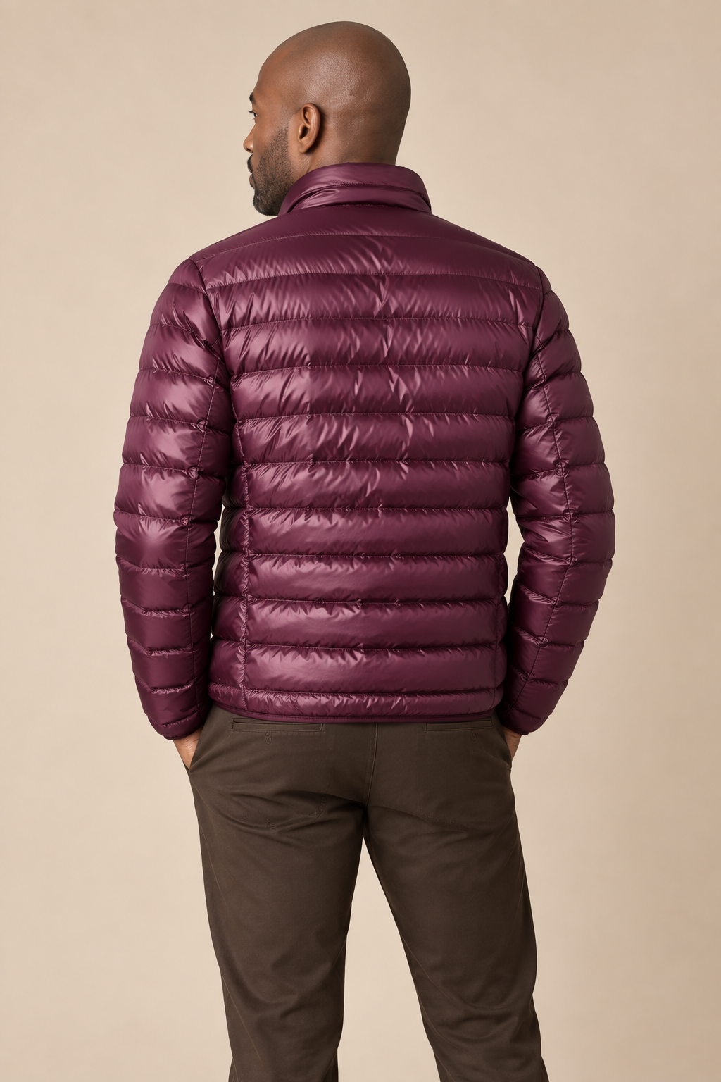Men’s Lightweight Down Puffer Jacket with Stand Collar