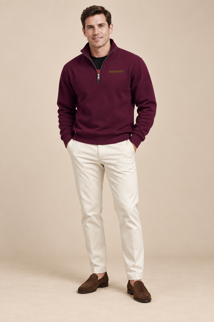 Men’s Half-Zip Sweatshirt with Stand Collar
