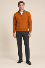 Men’s 100% Cashmere Half-Zip Jumper with Contrast Trim