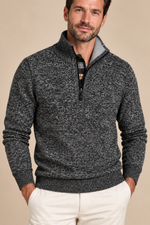 Men’s Textured Knit Half-Zip Jumper with High Collar