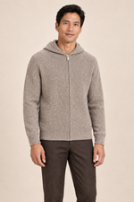 Men’s 100% Cashmere Full-Zip Knitted Hoodie
